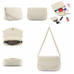 Ayliss Women Multipurpose Small/Medium Crossbody Bags Shoulder Handbag Coin Purse Trendy Clutch Evening Bag PU Leather Chain (Beige)