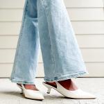 JENN ARDOR White Kitten Heels Low Heeled Dressy Kitty Slingback Pumps for Women Going Out Short Sandals Fashion Casual Bridal Shoes Size 8.5