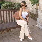 JENN ARDOR White Kitten Heels Low Heeled Dressy Kitty Slingback Pumps for Women Going Out Short Sandals Fashion Casual Bridal Shoes Size 8.5