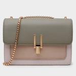 Cute Color-Block Leather Crossbody Bag for Women