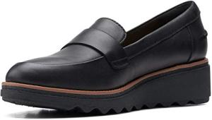Clarks Women's Sharon Gracie Penny Loafer, Black Soft, 7