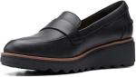 Clarks Women's Sharon Gracie Penny Loafer, Black Soft, 7
