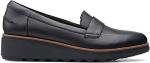 Clarks Women's Sharon Gracie Penny Loafer, Black Soft, 7