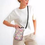 IRADA Neoprene Cell Phone Sleeve Pouch Case Bag with Crossbody Strap Neck Lanyard for Women Men 7.6 X 4.3 Inches-Luxury Flowers Shockproof Universal Phone Bag