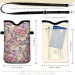 IRADA Neoprene Cell Phone Sleeve Pouch Case Bag with Crossbody Strap Neck Lanyard for Women Men 7.6 X 4.3 Inches-Luxury Flowers Shockproof Universal Phone Bag