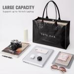 KALIDI PVC Tote Bag Women’s Kraft Paper Work Handbags Purses with Top Handle,Black