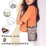 IRADA Neoprene Cell Phone Sleeve Pouch Case Bag with Crossbody Strap Neck Lanyard for Women Men 7.6 X 4.3 Inches-Luxury Flowers Shockproof Universal Phone Bag