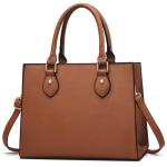 CHICAROUSAL Crossbody Purses and Handbags for Women PU Leather Tote Top Handle Satchel Shoulder Bags (Navy Brown)