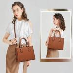 CHICAROUSAL Crossbody Purses and Handbags for Women PU Leather Tote Top Handle Satchel Shoulder Bags (Navy Brown)