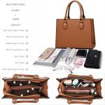 CHICAROUSAL Crossbody Purses and Handbags for Women PU Leather Tote Top Handle Satchel Shoulder Bags (Navy Brown)