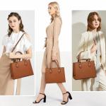 CHICAROUSAL Crossbody Purses and Handbags for Women PU Leather Tote Top Handle Satchel Shoulder Bags (Navy Brown)