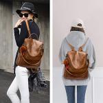 Cheruty Tan PU Leather Anti-Theft Women's Backpack