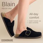CUSHIONAIRE Blain Genuine Suede Clogs for Women | Slip-On Mules with Memory Foam & Oversized Buckle | Non-Slip Comfort Clogs & Mules Shoes for Women, Black 8
