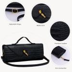 Larcenciel Crocodile Purses for Women, Trendy Black Leather Evening Clutch Handbags with Adjustable Strap, Luxury Ladies Party Bags Shoulder Crossbody Purse for Bride Wedding Cocktail Prom Daily Use