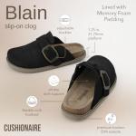 CUSHIONAIRE Blain Genuine Suede Clogs for Women | Slip-On Mules with Memory Foam & Oversized Buckle | Non-Slip Comfort Clogs & Mules Shoes for Women, Black 8