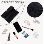 Larcenciel Crocodile Purses for Women, Trendy Black Leather Evening Clutch Handbags with Adjustable Strap, Luxury Ladies Party Bags Shoulder Crossbody Purse for Bride Wedding Cocktail Prom Daily Use