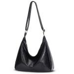AnBlack Slouchy Hobo Bags for Women Leather Shoulder Bag Everyday Purse Vintage Slouchy Bag Hobo Purse with Zipper (Black)