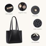 LOVEVOOK Tote Bag for Women - Ultra Soft Foldable Vegan Faux Leather Shoulder Handbag，Fashionable and Minimalist Purses for Women with Zipper for Daily Travel College