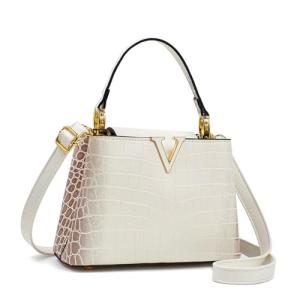Satchel Bag for Women, Crocodile Purse Top Handle Purse Small Crossbody Handbag Women's Shoulder Tote Bags (White)