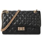 Gladdon Quilted Crossbody Purse for Women Trendy Ladies Shoulder Bag with Chain Designer Purses Black I
