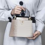 Satchel Bag for Women, Crocodile Purse Top Handle Purse Small Crossbody Handbag Women's Shoulder Tote Bags (White)