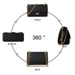 Gladdon Quilted Crossbody Purse for Women Trendy Ladies Shoulder Bag with Chain Designer Purses Black I