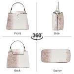 Satchel Bag for Women, Crocodile Purse Top Handle Purse Small Crossbody Handbag Women's Shoulder Tote Bags (White)