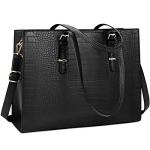 Chic Black Leather Laptop Tote Bag for Women