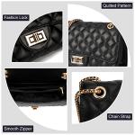 Gladdon Quilted Crossbody Purse for Women Trendy Ladies Shoulder Bag with Chain Designer Purses Black I