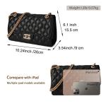 Gladdon Quilted Crossbody Purse for Women Trendy Ladies Shoulder Bag with Chain Designer Purses Black I