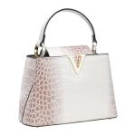 Satchel Bag for Women, Crocodile Purse Top Handle Purse Small Crossbody Handbag Women's Shoulder Tote Bags (White)