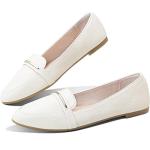 Obtaom Women's Faux Leather Ballet Flat,Comfortable Office Slip Ons,PU Working Loafer Flat(Beige US10)