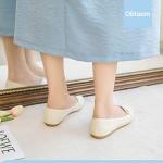 Obtaom Women's Faux Leather Ballet Flat,Comfortable Office Slip Ons,PU Working Loafer Flat(Beige US10)