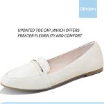 Obtaom Women's Faux Leather Ballet Flat,Comfortable Office Slip Ons,PU Working Loafer Flat(Beige US10)