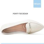 Obtaom Women's Faux Leather Ballet Flat,Comfortable Office Slip Ons,PU Working Loafer Flat(Beige US10)