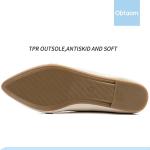 Obtaom Women's Faux Leather Ballet Flat,Comfortable Office Slip Ons,PU Working Loafer Flat(Beige US10)