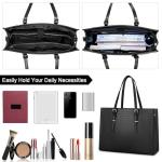 Chic Black Leather Laptop Tote Bag for Women