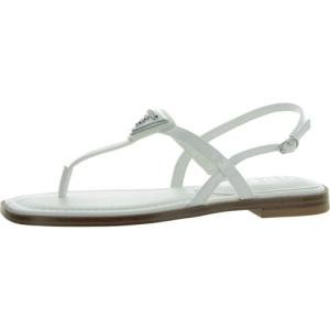 GUESS Women's Rainey Flat Sandal, White 140, 8