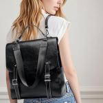 GELANNI Backpack Purse for Women and Men PU Leather Anti-theft Fashion Designer 2025 Travel Shoulder Bags Lightweight Convertible Rucksack for Work Student Medium 272A Black