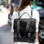 GELANNI Backpack Purse for Women and Men PU Leather Anti-theft Fashion Designer 2025 Travel Shoulder Bags Lightweight Convertible Rucksack for Work Student Medium 272A Black