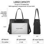 Chic Black Leather Laptop Tote Bag for Women