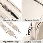 Camera Crossbody Bag for Women Genuine Leather Wide Strap Shoulder Bag Purse Trendy Design Camera Purse Crossbody Top Zip