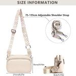 Camera Crossbody Bag for Women Genuine Leather Wide Strap Shoulder Bag Purse Trendy Design Camera Purse Crossbody Top Zip