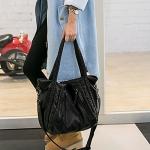 Spacious Black Leather Slouchy Shoulder Bag