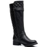 GLOBALWIN Women's Black Quilted Knee High Boots Low Heel Comfortable Fashion Dressy Riding Boots For Women Size 9M