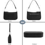 NIUEIMEE ZHOU Small Shoulder bag with 2 Removable Straps Cross Body Clutch Purse Handbag for Women (Black With Croc Pattern)