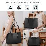 Chic Black Leather Laptop Tote Bag for Women