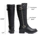 GLOBALWIN Women's Black Quilted Knee High Boots Low Heel Comfortable Fashion Dressy Riding Boots For Women Size 9M