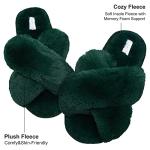 JIASUQI Fuzzy Cozy Faux Fur House Slippers for Women Furry Sandals Summer Slippers Memory Foam Sandal Indoor Outdoor Green 10-11