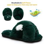 JIASUQI Fuzzy Cozy Faux Fur House Slippers for Women Furry Sandals Summer Slippers Memory Foam Sandal Indoor Outdoor Green 10-11